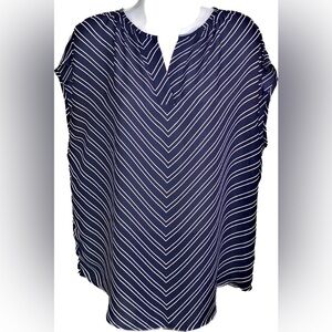 Maurices M L Top Oversized Smock Sleeveless Blouse Lightweight Gauzy Pinstripe